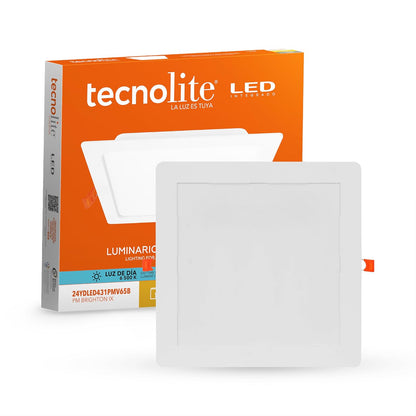 Tecnolite - Lámpara Empotrable de Techo Downlight LED 24 W, Luz de Día, No atenuable, Multivoltaje