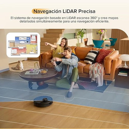 roborock Q7 M5 Robot Aspirador y Trapeador, Succión HyperForce de 10,000 Pa, Sistema Doble Antienredos, Mopa Controlada por Aplicación, Navegación LiDAR, para Pelo y Alfombras (Negro)​