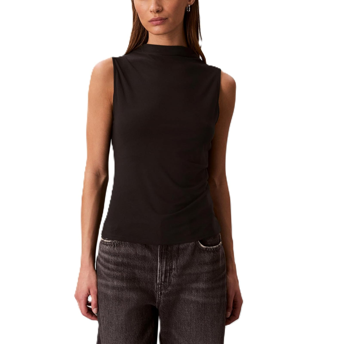 Calvin Klein - Playera de Cuello Alto crepé para Mujer