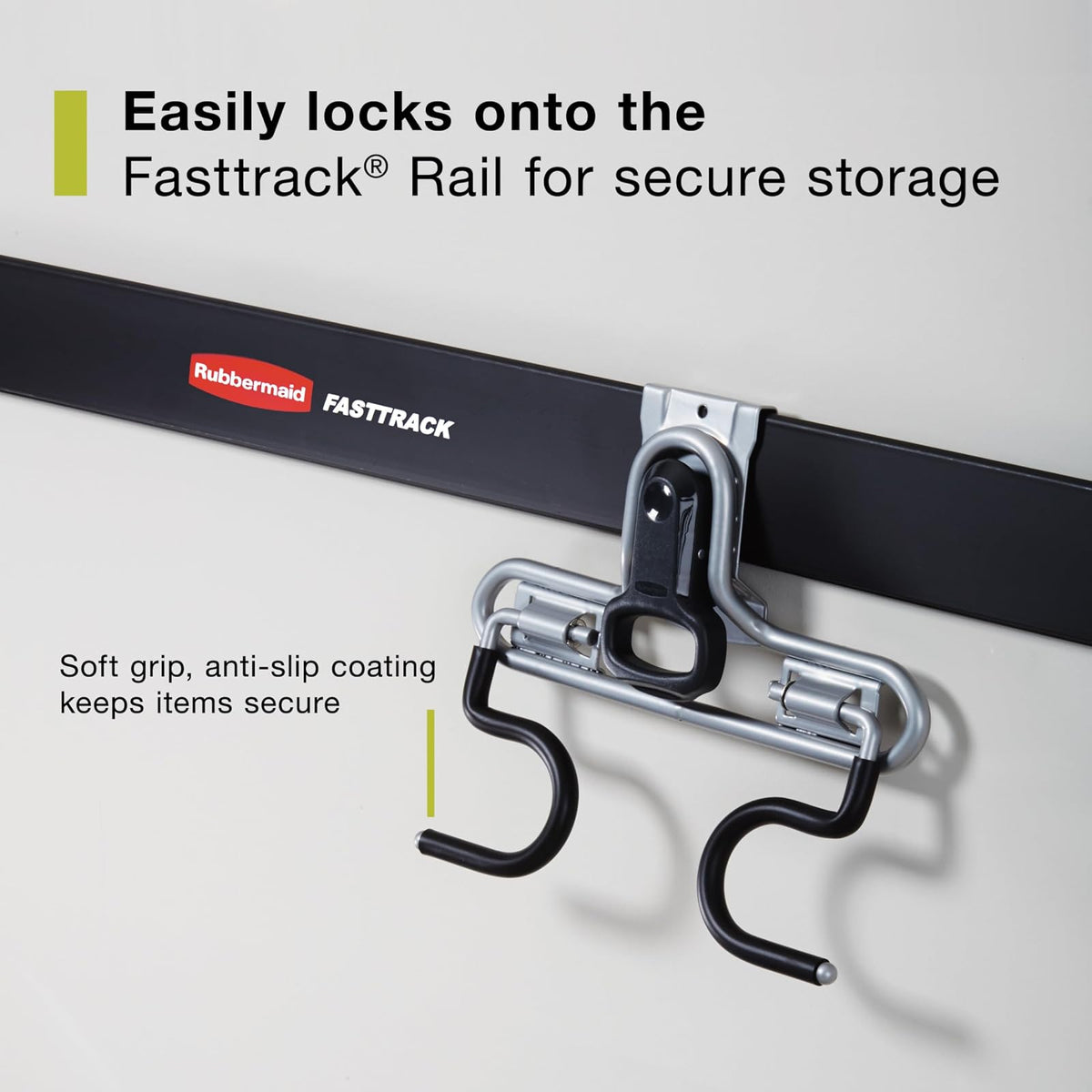 Rubbermaid FASTTRACK – Riel de Pared con Ganchos Multiusos, Sistema Organizador de Almacenamiento para Garaje y Casa, Acero de Alta Resistencia 1784454