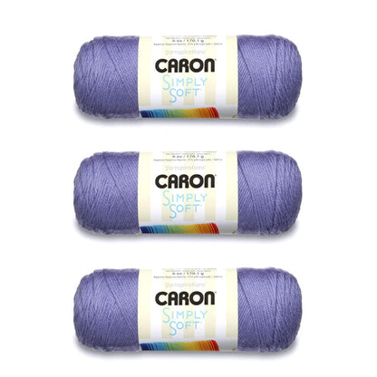 Caron Simply Soft Estambre Acrílico, Paquete de 3 Madejas de 170 g - Azul lavanda - Paquete de 3