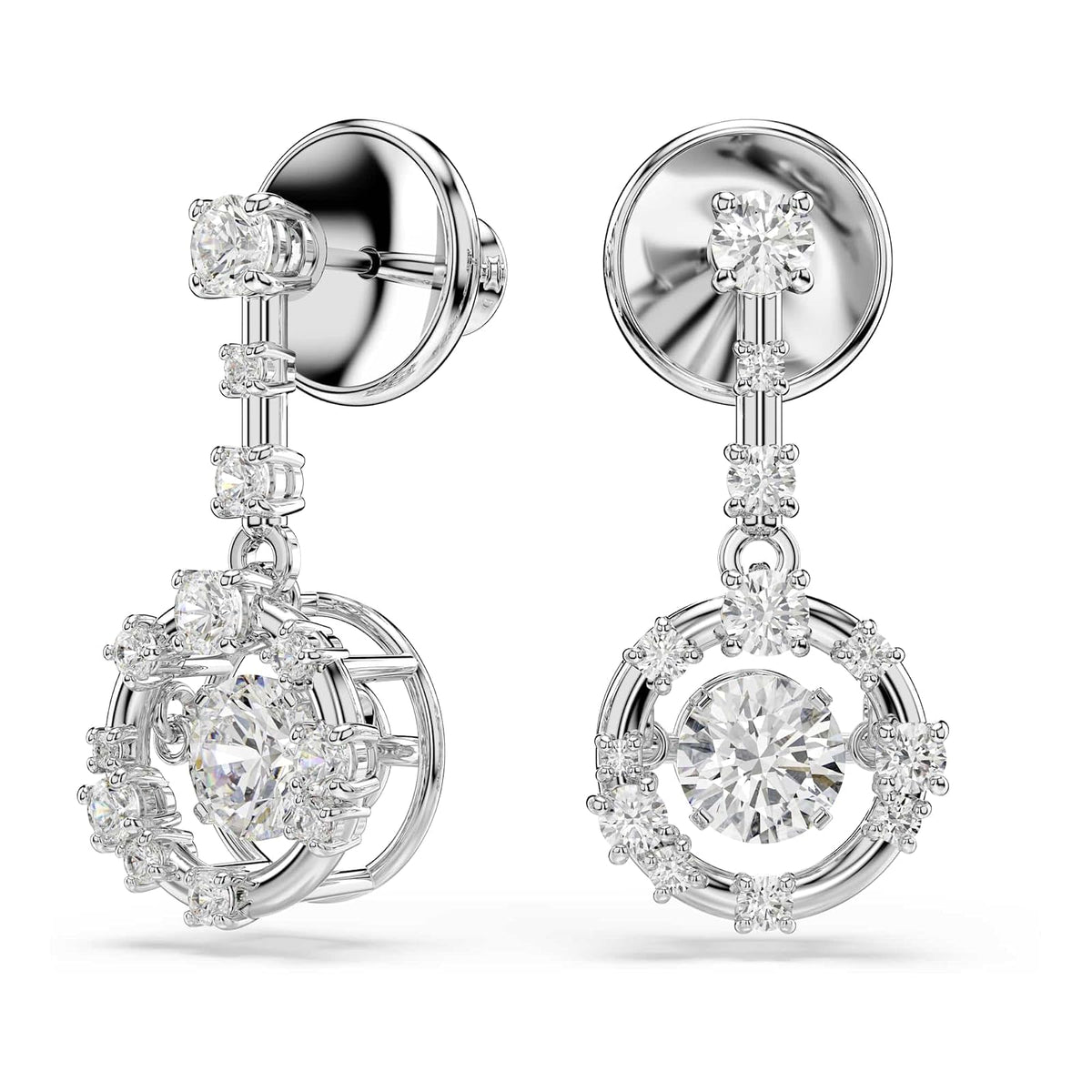 Swarovski Colección Constella - Piedra danzante de corte redondo, color blanco, chapado en rodio