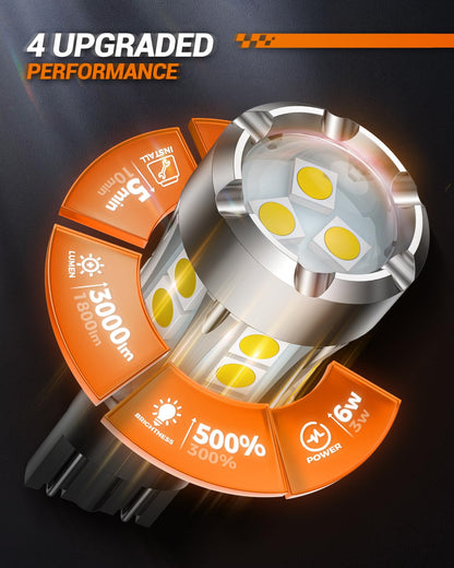 SEALIGHT 921 912 - Bombillas LED para luz de marcha atrás, T15 906 904 916 W16W con proyector de repuesto para maletero de carga de 3ª freno, 600% más brillante, color blanco xenón no polaridad,