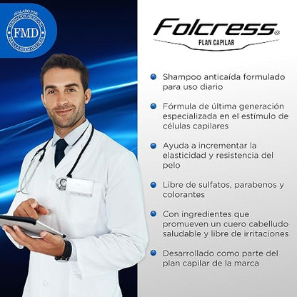 Folcress Xpert Shampoo Anticaída Libre de Sulfatos y Parabenos Grisi 250 ml