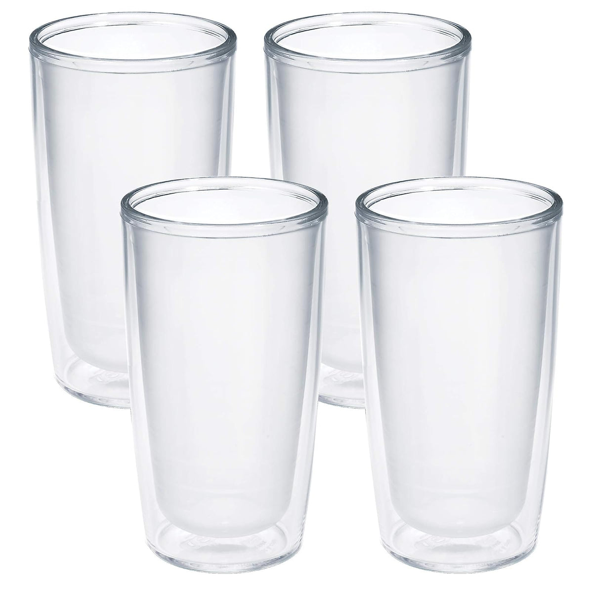 Tervis vaso aislado de cristal liso, 16 onzas – 4 unidades, transparente – Tritan