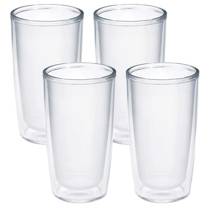 Tervis vaso aislado de cristal liso, 16 onzas – 4 unidades, transparente – Tritan