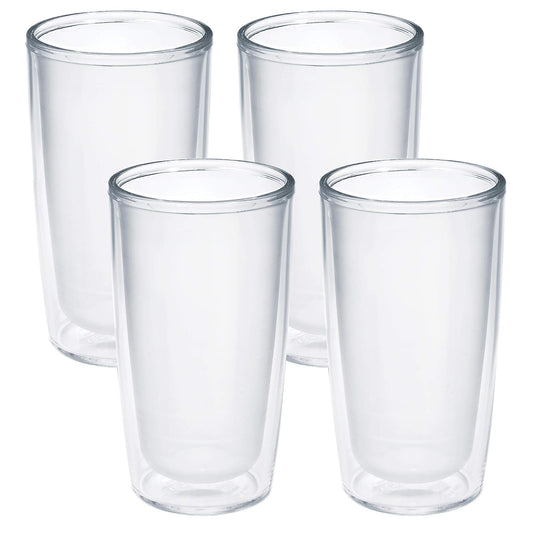 Tervis vaso aislado de cristal liso, 16 onzas – 4 unidades, transparente – Tritan