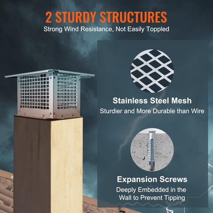 VEVOR - Tapón de Chimenea de 12 x 12 Pulgadas, Accesorios prácticos y fácil instalación, se Adapta a Cubiertas de Malla Exterior de Tejas de Arcilla de Humo, Color Plateado