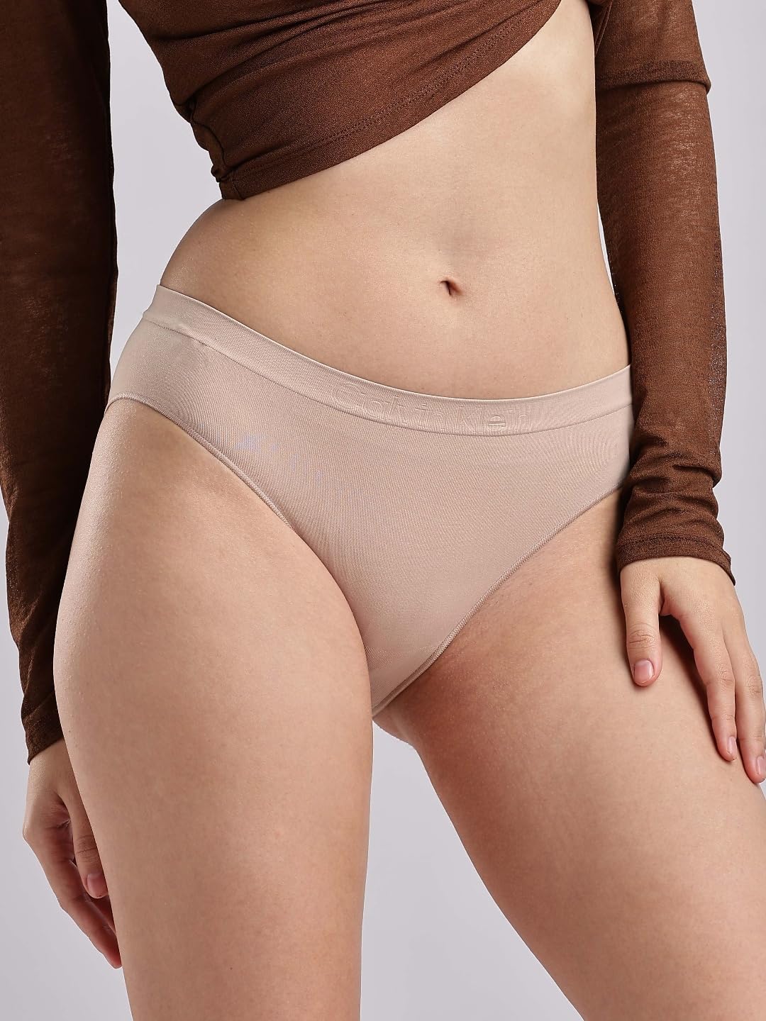 Calvin Klein Bikini de Talle Medio sin Costuras Flex Bonded Ropa Interior Mujer