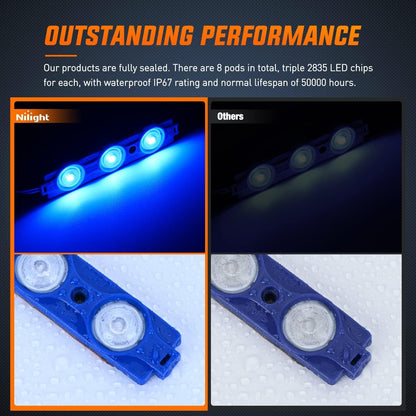 Nilight - Juego de 8 Luces de Cama de camioneta, 24 LED, Color Azul, con Interruptor para Furgoneta, Todoterreno, Debajo de la Carretera, Marcador Lateral del Automóvil, riel de pozos