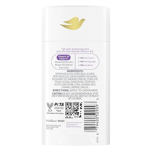 Dove Vitamincare+ Desodorante Libre de Aluminio En Barra Lavanda y Manzanilla para 72H Protección Contra Olores, Desodorante Transpirable para Mujeres 2.6 Oz