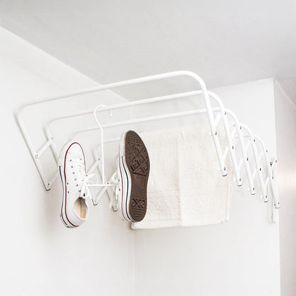 Tendedero de Pared Extensible Tipo Acordeón, Plegable y Compacto, Blanco, Ideal para Interiores y Exteriores, 80 cm