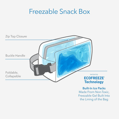 PackIt Caja de aperitivos congelable, color negro | Bolsas de hielo integradas, tecnología EcoFreeze+, mini refrigerador, aperitivos de oficina, almuerzos pequeños