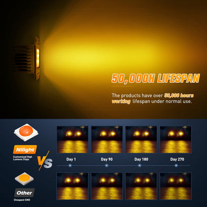 Nilight Flush Mount LED Light Pods 2 PCS 42 W Amber Upgraded Spot Flood Combo Driving Fog Lights Off Road Lights Bumper LED Work Light for Truck SUV ATV UTV Pickup Van Boat Tractor