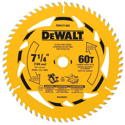 DEWALT Disco sierra circular 7-1/4 pulg 60 dientes DWA271460