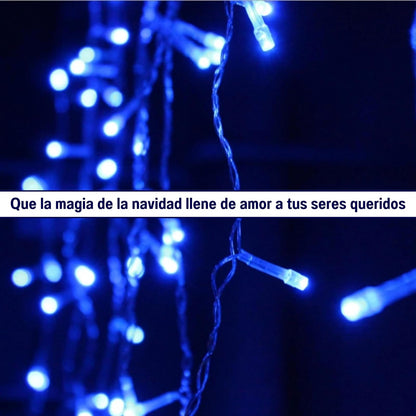 Luces Navideñas Cascada de Luces led -POWEROAK Luces de Navidad 13M 700LED IP44 Serie de Cascada led con 8 Modos de Iluminación Luz cascada Navidad Decorativas. (13M 700LED, Azul)