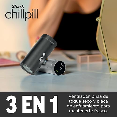 Shark Chillpill Sistema Refrigeración y Ventilador Personal 3 en 1, Rosa | Ventilador + refrigerador + humidificador | Inalámbrico y portátil | Contacto seco sin goteos
