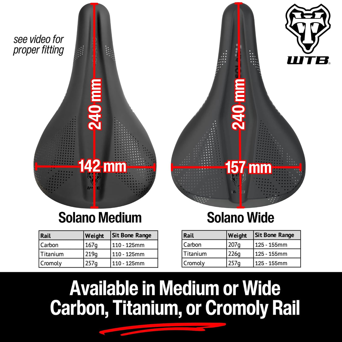 WTB Solano Wide Fusion Form Cromoly - Sillín Negro