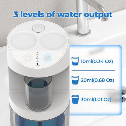Dispensador automático de Enjuague bucal, 550 ml (20 oz) dispensador de Enjuague bucal para baño con Vasos magnéticos, 3 Niveles de dispensación, Largo Tiempo de Espera, Blanco
