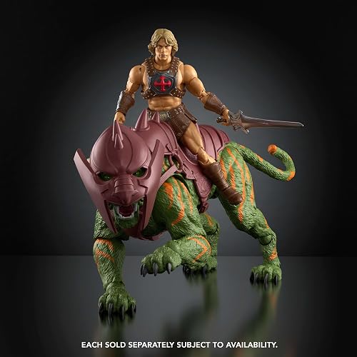 Masters of The Universe Figura de Acción Battle Cat 6+ Años | Escala 1:12, película 2026; tigre con armadura y silla removibles, ojos realistas
