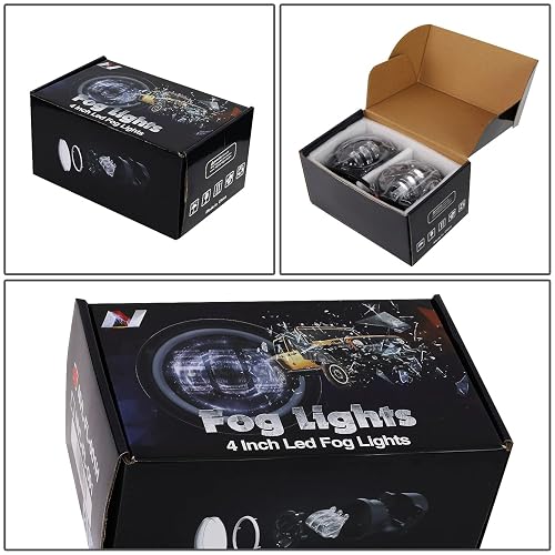 NUVISION LIGHTING NVL-FL-001 Luz antiniebla LED de 4 Pulgadas Compatible con Jeep Wrangler 07-17/11-14 Charger / 14-18 Cherokee /10-19 Journey (Izquierda y Derecha) Aprobado por Dot