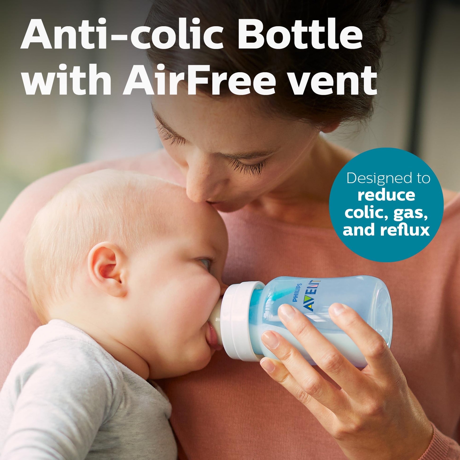 Philips AVENT SCD307/03 - Biberón anticólicos, juego de regalo para recién nacido con Snuggle, color azul