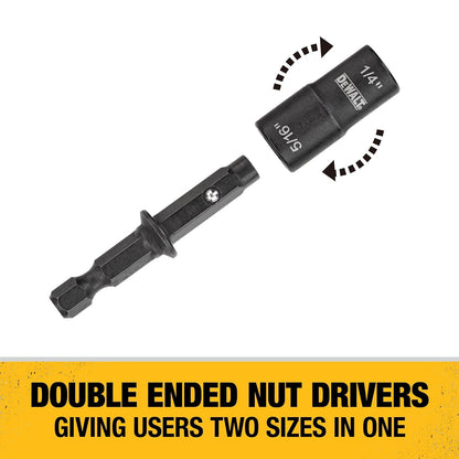 DEWALT Destornillador de tuerca, doble extremo, 1/4 pulgadas + 5/16 pulgadas (DWADEND14516)