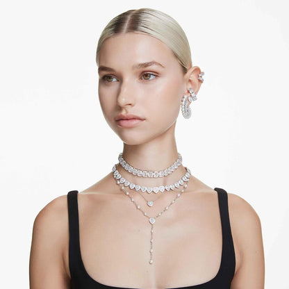 Swarovski Pulsera ariana grande x, perla de cristal, talla redonda, blanca, baño de rodio