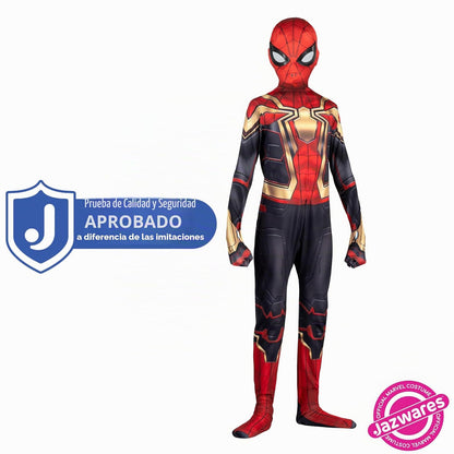 Marvel - Disfraz de Zentai de lujo oficial de Spider-Man integrado – Spandex elástico de dos vías de lujo con cremalleras invisibles y aberturas de muñeca para mayor comodidad (XL) Multi