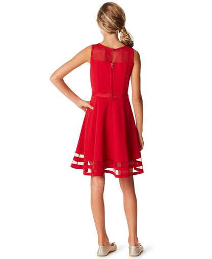 Calvin Klein Vestido de Fiesta de Encaje sin Mangas con Lazo Vestido para Ocaciones Especiales para Niñas