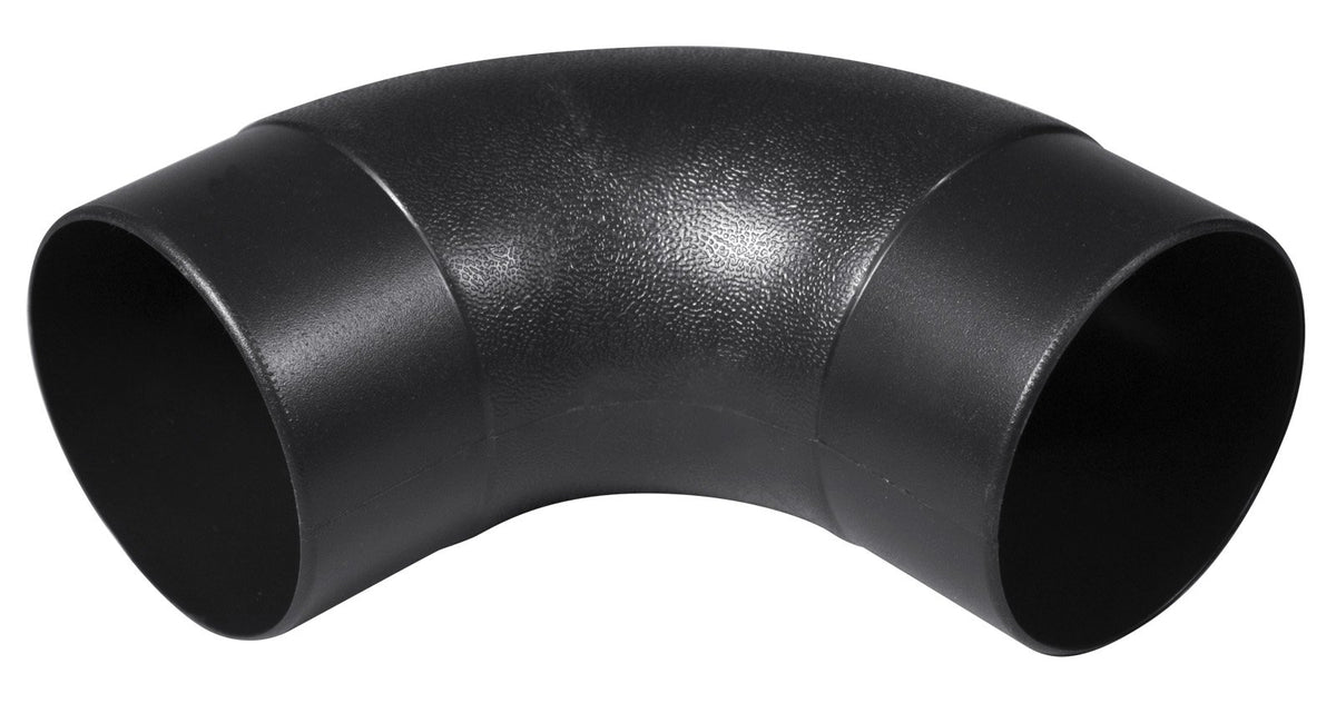 POWERTEC 70105 Conector de manguera de polvo de codo de 4 pulgadas, negro, 4 pulgadas, codo de 90 grados