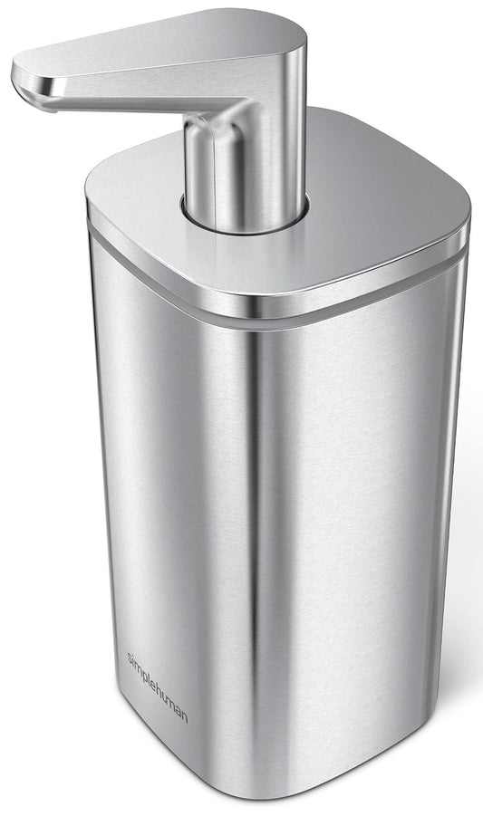 simplehuman Bomba de Jabón de 10 onzas, Dispensador de Jabón Líquido, Bomba de Jabón de Manos sin Goteo, Acero Inoxidable Cepillado Plateado