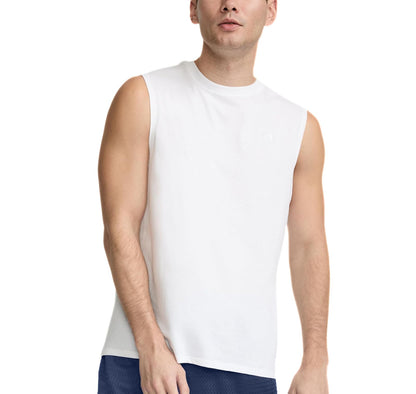 Champion Playera Muscular de Algodón para Hombre - Blanco - Logotipo C - XXL