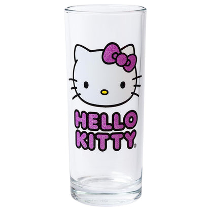 Silver Buffalo Sanrio Hello Kitty Juego de 4 vasos con purpurina, 10 onzas