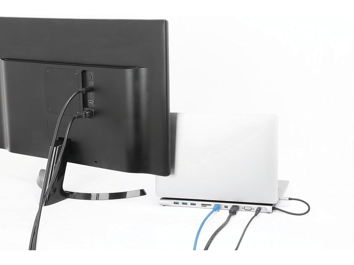 Manhattan 130578 - Estación Docking USB-C 11 en 1 con MST para Tres monitores