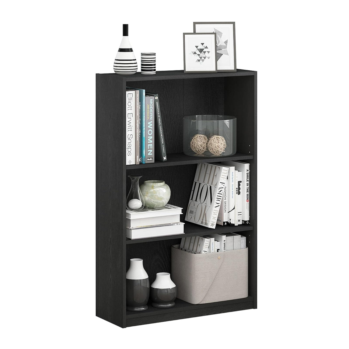 Furinno Jaya librero organizador ajustable - 3-Tier - Blackwood