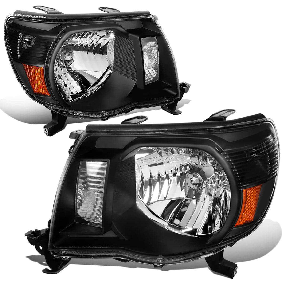DNA Motoring HL-OH-TTAC05-BK-AM Par de Faros Delanteros para Toyota Tacoma 05-11 Carcasa Negra Reflector Ámbar