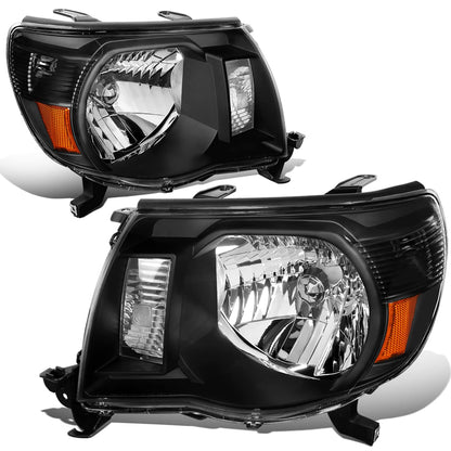 DNA Motoring HL-OH-TTAC05-BK-AM Par de Faros Delanteros para Toyota Tacoma 05-11 Carcasa Negra Reflector Ámbar