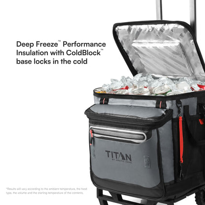 Titan Deep Freeze 60 (50+10) Enfriadores con Ruedas – Enfriador Plegable con Ruedas y Carrito Todo Terreno