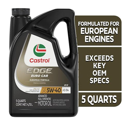 Castrol - Aceite de motor avanzado completamente sintético Edge 5W-40 A3/B4, jarra de 5 cuartos