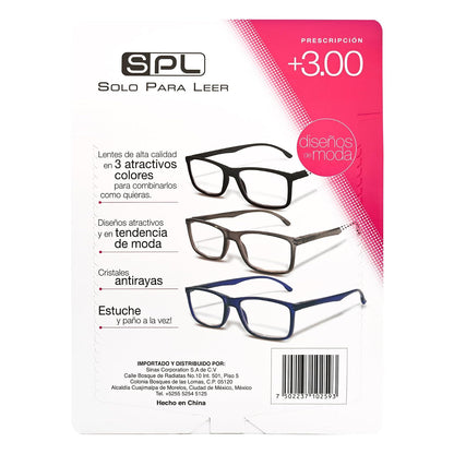 Lentes SPL +3.00, pack de 3