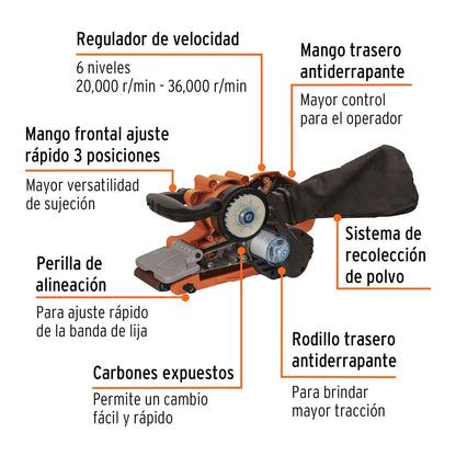 Truper LIBA-3X21A2, Lijadora de banda 3 x 21" 1010 W profesional