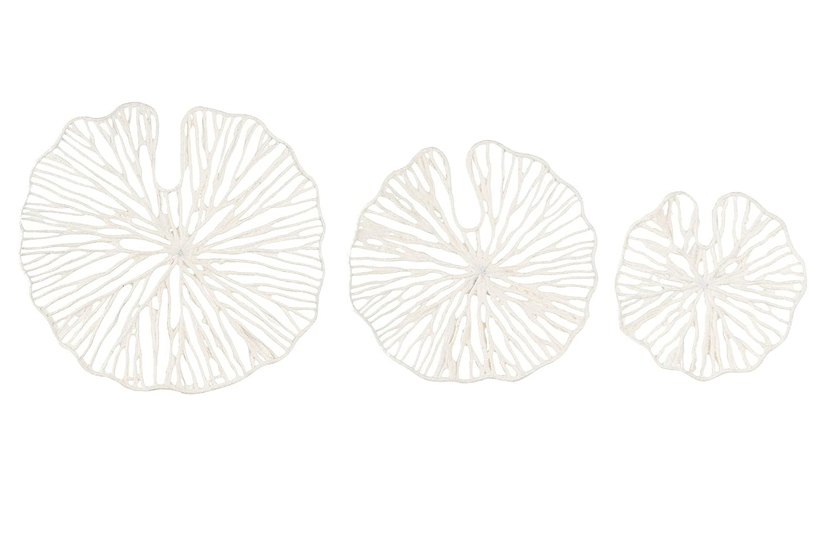 Creative Co-Op - Decoración de pared de papel y metal con forma de coral blanco hecho a mano (juego de 3 tamaños)