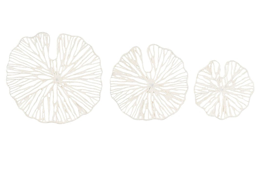 Creative Co-Op - Decoración de pared de papel y metal con forma de coral blanco hecho a mano (juego de 3 tamaños)