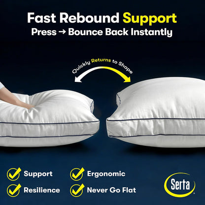 Serta Hotel Collection - Juego de 2 Almohadas de Cama tamaño King, Funda de algodón 100% de 400 Hilos, Suave Apoyo Reforzado, Almohada Alternativa para Espalda, estómago o Lateral, 18 x 34 x 2