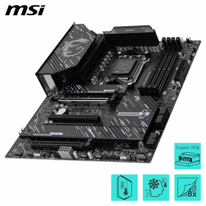 MSI X870 Gaming Plus WiFi V1 Motherboard, ATX-Compatible con procesadores AMD Ryzen 9000/8000/7000, AM5-60A SPS VRM, DDR5 Memory Boost 8200+ MT/s (OC), PCIe 5.0 x16 y 4.0 x16, M.2 Gen5, Wi-Fi 7. LAN