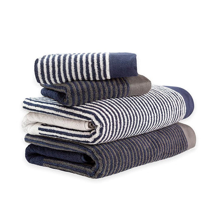The Original Penguin, Toalla Medio Baño 100% Algodón, Color Azul con Blanco, Pete Lines.