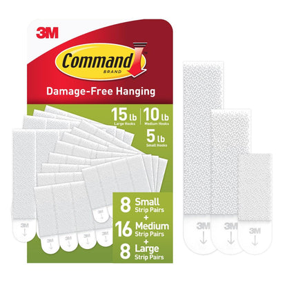 Command Tiras para Colgar Cuadros sin Daños, Paquete Variado - Small, Medium & Large - 32 pares