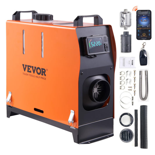 VEVOR - Calentador de aire diesel de 8 KW, control de aplicación Bluetooth, calentador diesel todo en uno con ajuste automático de altitud, control remoto y LCD, calentador de estacionamiento portátil