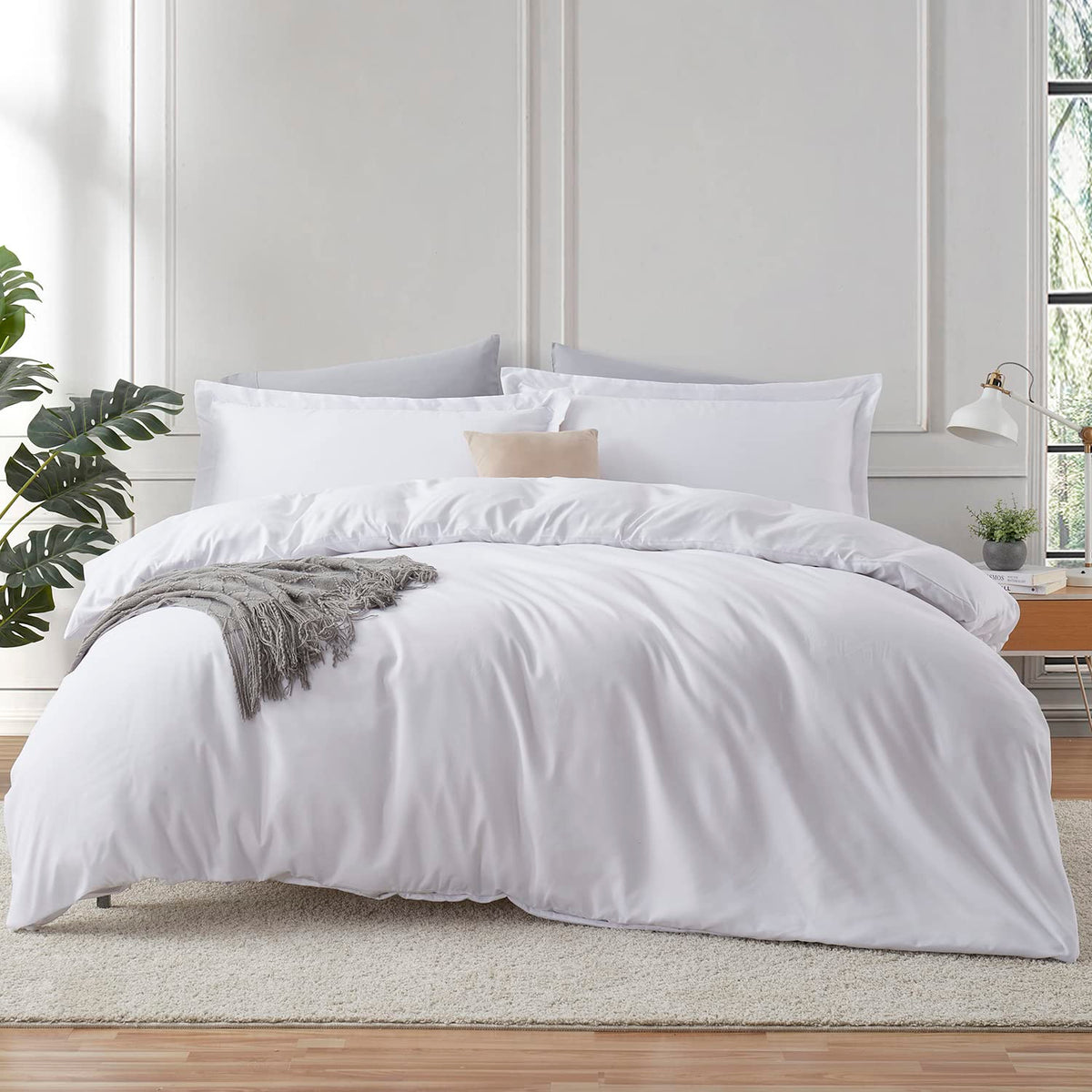 Hearth & Harbor Funda de Edredón Microfibra 3 Piezas - Blanco - Queen